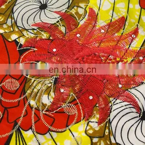 2016 Fashionbale African Ankara Mixed With French Net Lace for Women thumbnail-4