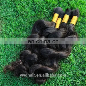 PayPal Accepted 100% Real Unprocessed 8A Wholesale Peruvian Virgin Hair Full Cuticle Ponytail Bulk Hair For Braiding Curly thumbnail-5