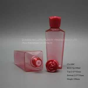 30ml Small Customized Color PETG Plastic Skin Care Lotion Square Bottle With Inner Plug and Screw Rose Cap thumbnail-4