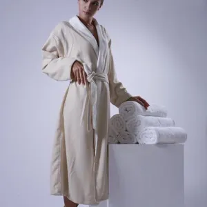 Eliya 100% Cotton Fancy Wholesale Hotel White Bathrobe thumbnail-1