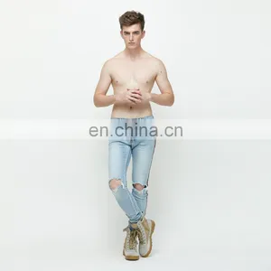 DiZNEW Fashion Super Skinny Jeans Strech Pants Damaged Track Destroyed Ripped Jeans thumbnail-6