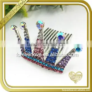 Decorative Blue and Red Crystal Hair Bobby Pins Rhinestone Crown Pins Brooches FB-066 thumbnail-1