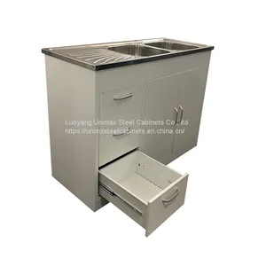 Base Steel Kitchen Cabinet 2 Doors 3 Drawer 1200L X 500W X H900mm (white, With Sink) thumbnail-1