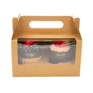 Kraft Paper Cupcake Boxes Dessert Cardboard Packaging Cupcake Holder thumbnail-1