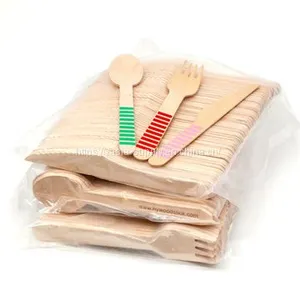 Disposable Wooden Fork Restaurant Cutlery Wooden Spoons Wood Knife Fork Disposable 165mm Wooden Forks thumbnail-1