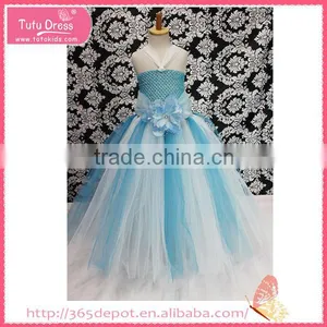 Pleated Skirt Royalblue Yarn Dress With Embroidered Rosette Waist Halloween Costume Gauze Dress Supplier's Choice thumbnail-1