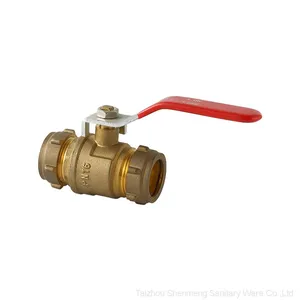 22mm Brass True Color Ball Valve Compression Ends Lever Handle Brass Valves thumbnail-1