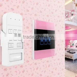 Pink 3 Gang Crystal Glass Panel WIFI Smart Light Controlled Power Remote Switch thumbnail-4