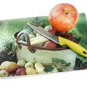 Glass Chopping Board 40x30cm : Glass Worktop Saver for Kitchens - Durable, Hygienic, Heat-Proof, Easy-Clean - Woven Textured Design thumbnail-3