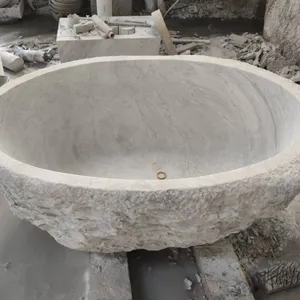 Custom Made Indoor Deep Freestanding Bathtub Modern Fashionable Design Marble Bathroom Oval Bathtubs in Cheap Manufacture Price thumbnail-3