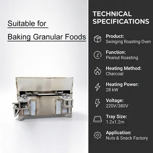 QD-AM018 28KW High Power Charcoal Nut Roaster Automatic Swinging Oven for Cocoa Beans Sunflower Seeds and Snacks Drying thumbnail-4