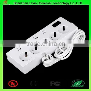 China Supply CE Cheap Extension Power Plug 6Gang 4 Port USB EU Power Strip Socket thumbnail-3