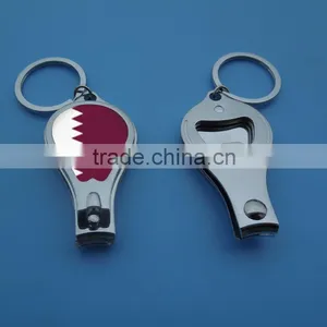 Qatar Flag Logo Metal Nail Clipper With Bottle Opener thumbnail-1