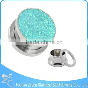 Surgical Steel Body Piercing Jewelry Glitter Powder Eyelets Ear Tunnels thumbnail-3
