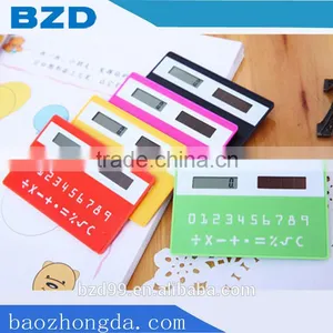 Promotional Porket Mini Card Shape Cheap Solar Power Calculator / Electronic Gift Logo Custom Printed OEM Manufacturer thumbnail-1