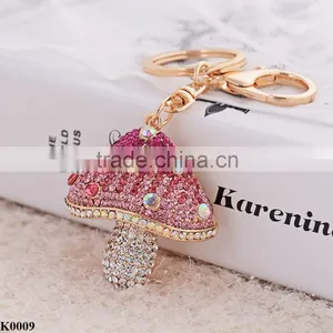 Letest Design Mushroom Logo Alloy Crystal Keychain K0009 thumbnail-3