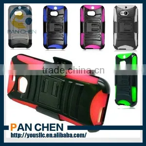 Rugged Hybrid Hard Mobile Phone Case Belt Clip Holster For HTC One M8 thumbnail-1
