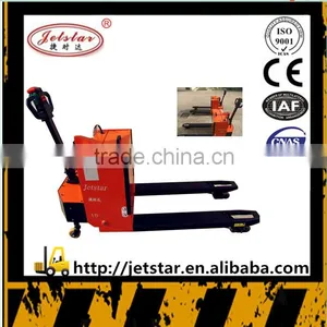 Orange Color Semi Electric Powered Pallet Fork Lift Truck thumbnail-1