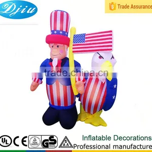 PATRIOTIC INFLATABLE 6' UNCLE SAM HOLDING AMERICAN FLAG WITH BALD EAGLE thumbnail-1