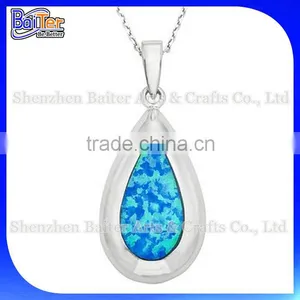 Opal Jewelry Factory Custom Lab Created Opal Pendant Necklace,925 Sterling Silver Synethic Fire Opal Necklace thumbnail-1
