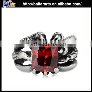 Vintage Titanium Men's Gemstone Ring,316L Stainless Steel Gemstone Ring thumbnail-1