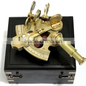 Buy Antique Brass Shiny Marine Nautical Sextant- Small NAUTICAL SEXTANT REPLICA With Black Wooden Box 1027 thumbnail-1