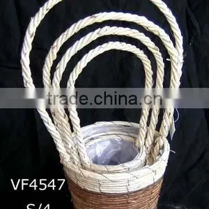 Handing Flower Basket,handle Basket,flower Pot Basket,flower Planter,rattan Basket,garden Decoration,banana Leaf Basket thumbnail-1
