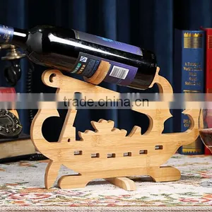 Eco Friendly Boat Shape Bamboo Wine Rack, Wine Holder thumbnail-1