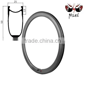 700C 50mm Deep Carbon Rims China Clincher Tubeless, Aero Carbon Rims China 20.5mm / 23mm / 25mm Width Bicycle Rims thumbnail-4