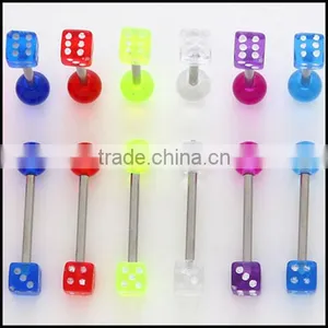 UV Acrylic Dice Tongue Ring thumbnail-1