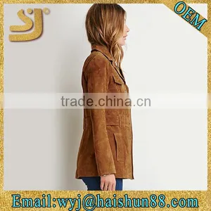 Woman Suede Leather Jacket Brown Color thumbnail-5