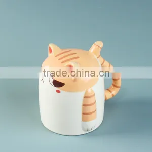 Hand Painted Ceramic Coffee Mug With Poppy Cat thumbnail-2