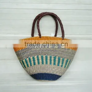 Handcrafted Straw Shopping Basket thumbnail-1