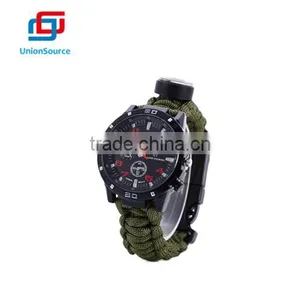 Fashion Paracord Watch Bracelets With Flintstone and Compass thumbnail-1
