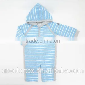 Cotton Baby Long Sleeve Hooded Romper Raglan Striped Baby Clothes thumbnail-1