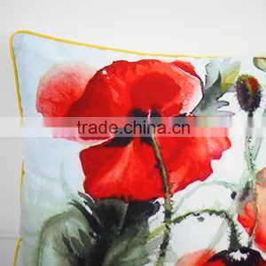 Throw Decorative Pillows Home Textile Flower Printed Pillowcase Velvet Pillow Covers With Piping thumbnail-4