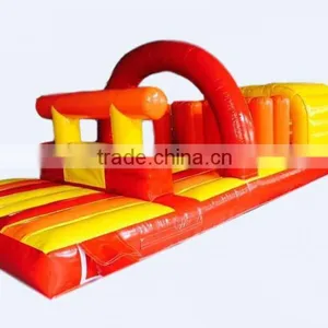 Commercial Giant Inflatable Obstacle Course 6mLx3.3mWx2.8mH PVC Material Red Yellow for Sale thumbnail-1