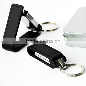USB 2.0 Interface Type 16gb Black Leather Usb Flash Drive, Usb Leather, Promotion Usb Flash Drive Leather thumbnail-1