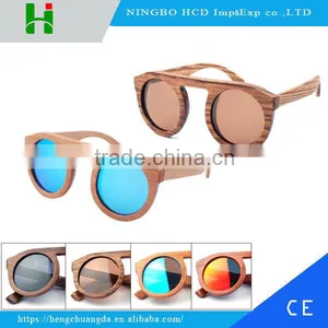 New Style Handmade Natural Bamboo Wood Round Frame Wooden Sunglasses for Women thumbnail-1