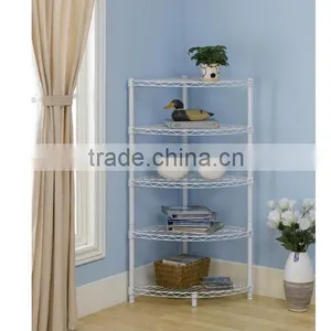 New White 5-Tier Corner Rack Display Shelf Kitchen Storage Wire Shelf thumbnail-2