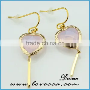 Egg Pink Color Crystal Rhinestone Teardrop Earring Jewelry for Women Simple Gold Earring Designs for Women thumbnail-4