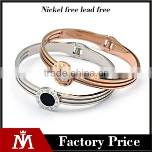 2016 Europe Brand Stainless Steel Two Tone Roman Bangle Vintage Charm Bracelet for Women thumbnail-1