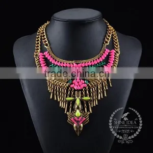 High Quality Vintage Colorful Rhinestone Chunky Statement Necklace Tin Alloy Fashion Women Pendant Necklace 6390064 thumbnail-1