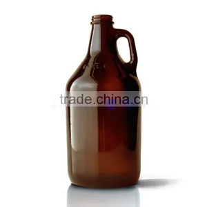 Growler 64 oz Round Amber Personalized Glass Beer Jugs thumbnail-1