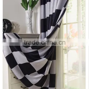 White Black Checks Pattern Very Cheap Curtains Window Curtains thumbnail-6