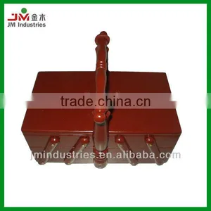 Folding Pine Wood Sewing Box With Handle thumbnail-1