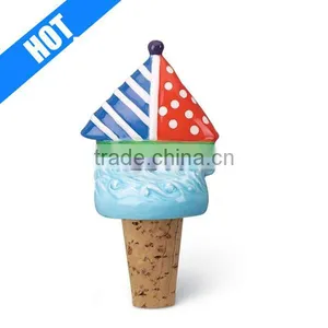 Customized Hand Painted Sailboat Wine Custom Cork Stoppers thumbnail-1