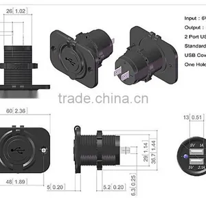 Car Waterproof Dual USB Socket With Mounting Panel thumbnail-6