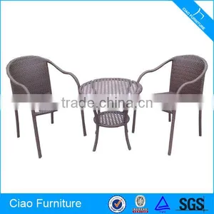 3 Pcs Outdoor Garden Coffee Table And Folding Chair thumbnail-1