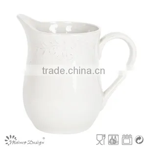 2015 Delicate White Emboss Crockery Stoneware Houseware Dots Pattern Pitcher thumbnail-2